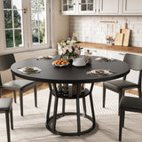 Garvee Round Dining Table for 4-6, 42" Farmhouse Kitchen Table with Storage, Circle Dinner Tables for Kitchen, Dining Room, Living Room, Meeting Room, Apartment