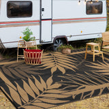 Garvee Modern Outdoor Black Brown Plastic Rug - Waterproof, Reversible, Non-Slip, UV Resistant - Patio, Garden, Deck Mat - 8x10ft , Black Brown - Black & Brown