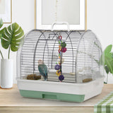Garvee Portable Large Metal Bird Cage Carrier for Small to Medium Birds – Handle, 2 Food Bowls, 2 Perches, Removable Tray – Travel Aviary for Cockatiels, Budgies, Lovebirds, Canaries, Parakeets – Green