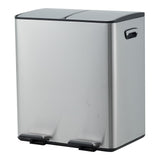 Garvee Dual 2 x 5.3 gal (2 x 20L) Stainless Steel Trash Can with Recycling Bin, Soft-Close Lid, Foldable Anti-Slip Step-on Pedal, Stainless Steel Handle, Removable Plastic Inner Buckets for Kitchen or Office - Silver - 2 X 5.3 Gal (2 X 20 L)