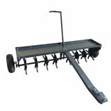 Garvee 48" Tow-Behind Lawn Plug Aerator for Tractor, Heavy-Duty Steel Core Tines, Universal Hitch, Reinforced Weight Tray, Pneumatic Wheels, Black - Black