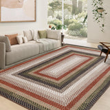 Garvee 3' × 5' Printed Farmhouse Bordered Area Rug, Washable Non-Slip Low-Pile Stain-Resistant Rug for Living Room, Bedroom & Dining Room, Red/Black - Red/Black