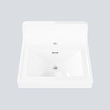 Garvee Rectangular Semi-Recessed Bathroom Vanity Basin with Backsplash – White Ceramic Basin with Overflow – Single-Hole Faucet Mount – Easy-Clean, Spot Resistant – Ideal for Home or Rental – WL062 Single-hole faucet mounting hole with wall retaining edge - Wl062 Single-Hole Faucet Mounting Hole With Wall Retaining Edge