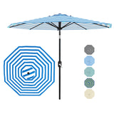 Garvee 9 ft Outdoor Patio Umbrella 8 Sturdy Ribs Outdoor Table Umbrella with Crank Lift & Push Button Tilt - UV Protection Waterproof Market Umbrellas for Pool Deck Yard Garden, Blue & White Stripes - Blue & White Stripes