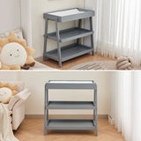Garvee Modern Wooden Baby Changing Table with Waterproof Pad – 2 Storage Shelves – Portable Nursery Furniture for Infants and Newborns – Stable Design – Grey