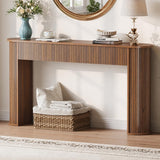 Garvee Fluted Console Table 59 Inch – Modern Walnut Entryway Sofa Table with Vertical Lines – Mid-Century Accent Table for Living Room or Hallway – Walnut - Walnut