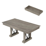 Garvee Modern 71-Inch Rectangular Dining Table for 6-8 - Wooden Table with Double Pedestal & Dual Large Storage Drawers - Waterproof & Heat-Resistant - Sturdy Frame - Vintage Gray - Retro Gray