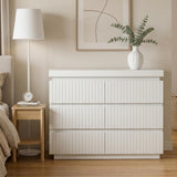 Garvee Drawer Dresser for Bedroom, Chest of Drawers, Fluted Wood Dresser for Clothing Storage - White