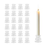Garvee Glasseam 24PCS Clear Glass Taper Candle Holders – Bulk Set Candlestick Holders for Wedding, Party, Dining Table Centerpiece, Holiday & Christmas Decoration – Glass Candle Sticks Holder – White, 5.6cm
