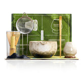 Garvee Premium Matcha Whisk Set with Ceramic Bowl. Complete 7-Piece Matcha Kit Includes Handcrafted  Chasen. Stainless Steel Sifter. Scoop & Holder - Perfect Matcha Set Kit for Beginners & Enthusiasts - White