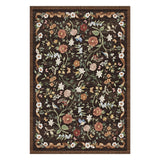 Garvee Modern Floral Washable Rug Non Slip Entryway Mat Farmhouse Accent Carpet for Laundry Room Guest Room - Reddish Brown