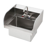 Garvee Commercial Stainless Steel Hand Sink with Faucet & Side Splash, Wall-Mounted Small Hand Wash Basin for Restaurant, Kitchen, Bar, Garage, Laundry & Utility Use