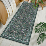 Garvee Washable Area Rug for Living Room or Bedroom – Folding Carpet with Non-Slip Backing – Easy to Clean, Pet Friendly, Floral Print – Home Decor, Black, 2x6ft - Black