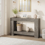 Garvee Entryway Console Table, Farmhouse 2-Tier Entryway Table, Long Sofa Accent Table Behind Couch Table with Open Storage for Entrance, Living Room, Hallway, Dark Grey, 47" - Dark Grey