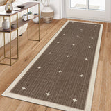 Garvee Washable Runner Rug 2' × 6'– Non-Slip, Low Pile, Modern Bordered Carpet – Soft, Spot Resistant, Non-Shedding for Hallway, Entryway, Kitchen, Laundry – Brown Coffee - Dark Brown
