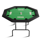 Garvee 47" Octagonal Poker Table, Foldable Casino-Style Game Table with Padded Rail & 8 Built-in Cup Holders, Portable Folding Card Table for 8 Players - Green & Black - Green