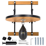 Garvee Speed Bag Platform with 10x7 Inch Leather Bag, 360° Swivel, Adjustable 8 Inch Height, Air Pump Included, Wall Mount for Home Gym Boxing