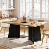 Garvee Dining Table for 6-8 People - 63" Modern Long Kitchen Table with Large Tabletop & Heavy Duty Pedestal Legs, Dinner Table for Kitchen, Conference Room, Home, Natural & Black