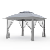 Garvee 11' x 11' Pop Up Gazebo Tent, 121 Sq. Ft. Shade, 4 Removable Mosquito Net Walls, UPF 50+ Waterproof Double-Tier Canopy for Patio & Backyard, Gray