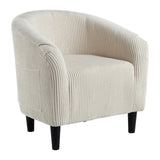 Garvee Accent Chair Corduroy Club Chair, Comfy Curved Armrest Upholstered Barrel Chair with Soft Padded Seat, U-Shaped Backrest for Living Room Bedroom Study Waiting Room, Beige - Beige