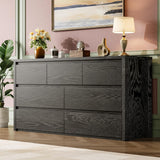 Garvee Modern Handle-Free 7-Drawer Dresser for Bedroom, Wide Wood Chest of Drawers - Storage Cabinet for Living Room, Hallway & Entryway - Color: Embossed Black (AB Pack) New Structure - Black