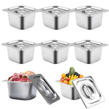 Garvee 8-Pack Stainless Steel Hotel Pans with Lids, 6 in Deep Steam Table Pan, Commercial Grade GN 1/2 Size Food Storage Containers for Catering, Restaurants, Buffet, Party, Induction Cooktop & Dishwasher