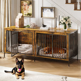 Garvee XL Dog Crate Furniture for 2 Dogs, Heavy Duty Double Dog Crates for Medium/Large Dogs, Dog Kennel Furniture Indoor As TV Stand, Extra Large 78.74"w, Rustic Brown