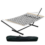 Garvee Extra Wide Double Hammock with Stand – 475 lbs Capacity – Quilted Fabric, Soft Pillow & Carry Bag – Heavy Duty Steel Frame – Portable for Patio, Garden, Camping – Light Grey