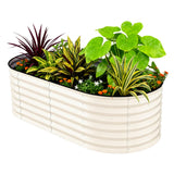 Garvee 6' X 3' X 2' Galvanized Raised Garden Bed Rust-Resistant Metal Planter Box 24" Tall Easy Assembly Beige Outdoor Gardening - Beige-Oval