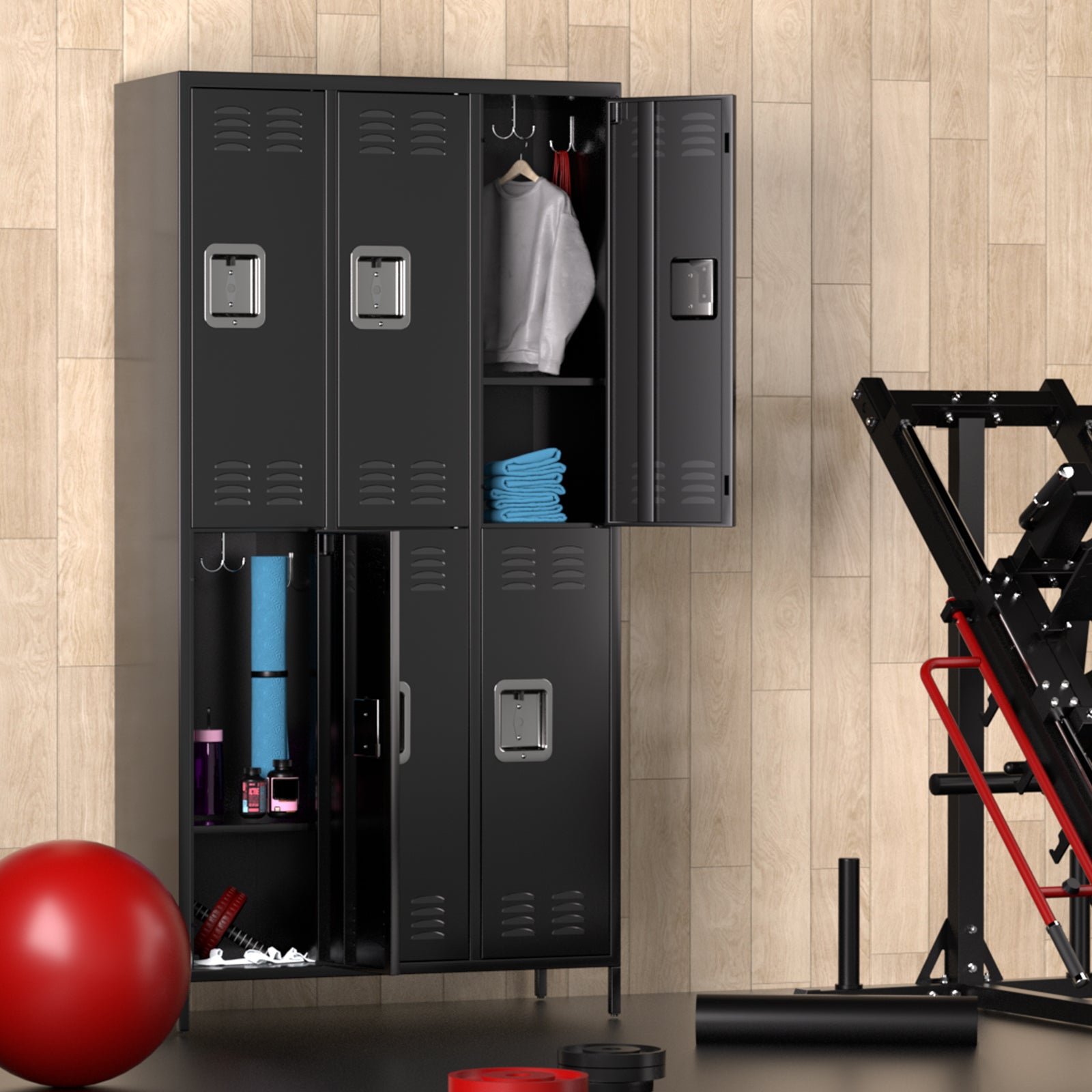 Garvee 6-Door Metal Storage Locker Cabinet with Hooks & Adjustable