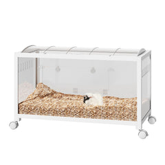 Garvee Large Hamster Cage, 3-Tier Gerbil Cages with Running Wheel, Water Bottle, Food Bowl, Ramps, Portable Hamster House with 7" Deep Glass Bottom for Syrian, Hamster, Gerbils (White) - White