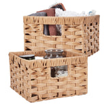 Garvee 2-Piece PE Rattan Square Woven Storage Baskets with Handles, Waterproof, Durable, Stylish, and Practical, Yellow - Natural