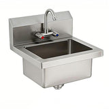 Garvee Commercial Stainless Steel Hand Sink with Swivel Faucet, Wall Mount or Drop-in Small Hand Wash Basin with Backsplash & Drain Kit for Restaurant, Bar, Kitchen, Garage