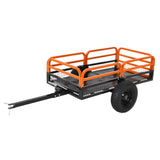 Garvee Orange Dump Cart, 1500 lbs 15 Cu Ft Heavy Duty Steel Garden Utility Trailer with Removable Sides, Quick Release & Pneumatic Tires for Lawn Mower, ATV, UTV, Tractor - Orange