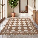 Garvee 10' × 13' Diamond Geometric Area Rug, Machine Washable Non-Slip Low-Pile Soft Rug for Living Room, Bedroom & Dining Room, Coffee - Coffee