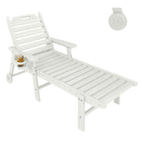 Garvee Patio Chaise Lounge, 1905 x 565 x 435 MM HDPE Frame with 5-Position Backrest and 304 Stainless Hardware, White