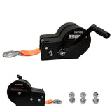 Garvee 3500 lbs Heavy-Duty Boat Trailer Winch - Hand Crank Winch with 33ft Strap, 4:1/8:1 Gear Ratio for Towing and Pulling Boats, Trailers, Trucks, RVs, ATVs, Jet Skis, and Off-Road Recovery, Orange - Orange (Bolt-on handle winch)