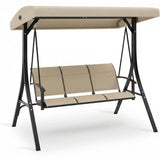 Garvee Porch Swing Chair 3-Seater, 660 lb Steel Frame, 68.5" Outdoor Swing with Adjustable Canopy & 1.6" Cushions for Patio Garden