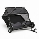 Garvee 44-Inch Tow-Behind Lawn Sweeper, 24 Cu.Ft Large Hopper, Adjustable Brush Height, Dump-from-Seat Handle, Universal Hitch, Leaf & Grass Collector, Black - Black