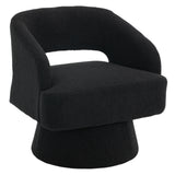 Garvee Modern Swivel Barrel Accent Chair – Soft Stuffed Fleece Upholstery – Striped Backrest – 360° Rotating Stable Base Lounge Chair for Living Room, Bedroom, Vanity, Reading Nook – Stuffed Fleece | Black - Black | Teddy
