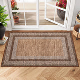 Garvee 2' × 3' Distressed Border Area Rug, Machine Washable Non-Slip Low-Pile Soft Rug for Living Room, Bedroom & Dining Room, Brown/Coffee - Brown/Coffee