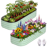 Garvee Galvanized Raised Garden Bed, 2Pcs Raised Garden Beds Outdoor, Rectangle Planter Raised Beds with Gloves and Rubber Edge Trim for Vegetables, Flowers and Herbs