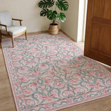 Garvee Area Rug 5x7 Floral Modern Washable Non-Slip Low-Pile Soft Carpet for Bedroom Living Room Dining - Pink