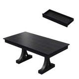 Garvee Spacious 71-Inch Rectangular Dining Table – Sturdy Wood, Double Pedestal, 2 Storage Drawers, Sturdy Frame – Seats 6-8 – Ideal for Dining Room, Kitchen, or Office – Rustic Black