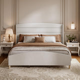 Garvee King Size Bed Frame, Soft Linen Upholstered Platform Bed with 51.6" Tall Wingback Headboard/Raised Footboard, Sturdy Wood Legs/Slats, Noise-Free, No Box Spring Needed, Cream - Cream