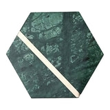 Garvee Modern Marble Drink Coasters Set of 6, Round Semi-Absorbent Natural Stone with Brass/Gold Inlay, Non-Slip Cork Base, Tabletop Protector for Bar & Coffee Table - Color: Green - Green