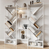 Garvee Triple 6 Tier Bookshelf, Large Bookcase Industrial Bookshelf with 24 Open Display Shelves, Industrial Tree Bookshelf, Wooden Tall Standing Bookshelf for Living Room Home, Office, White - White