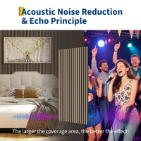 Garvee Set of 6 Modern 3D Fluted Acoustic Wood Slat Wall Panels 47.2" x 23.6" Soundproof Decorative Panels for Home Theater, Office, Studio and Interior Walls, Walnut