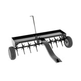 Garvee 48" Tow Behind Lawn Plug Aerator with Steel Tines, Adjustable Weight Tray, Universal Hitch and Inflatable Wheels - Black