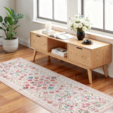 Garvee 2' x 6' Blush Pink Vintage Mandala Floral Runner Rug, Washable Polyester Non-Slip Low-Pile Carpet for Hallway, Kitchen, Entryway and Bedroom